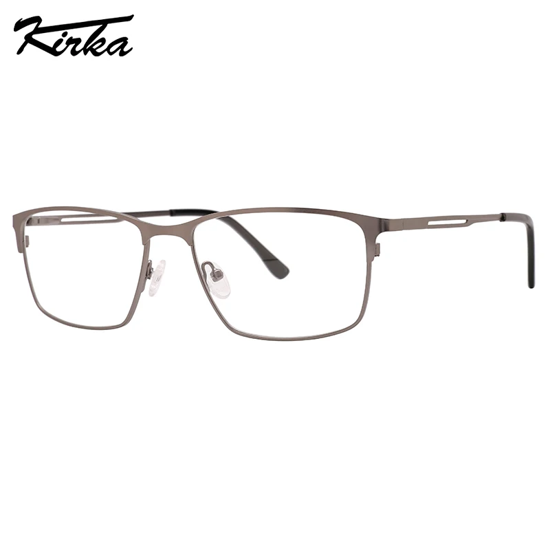 

Kirka Male Eyewear Flat Rectangle Matt Colors Metal Frames Hollow-Carved Temples Prescription Optical Glasses for Men MM1042