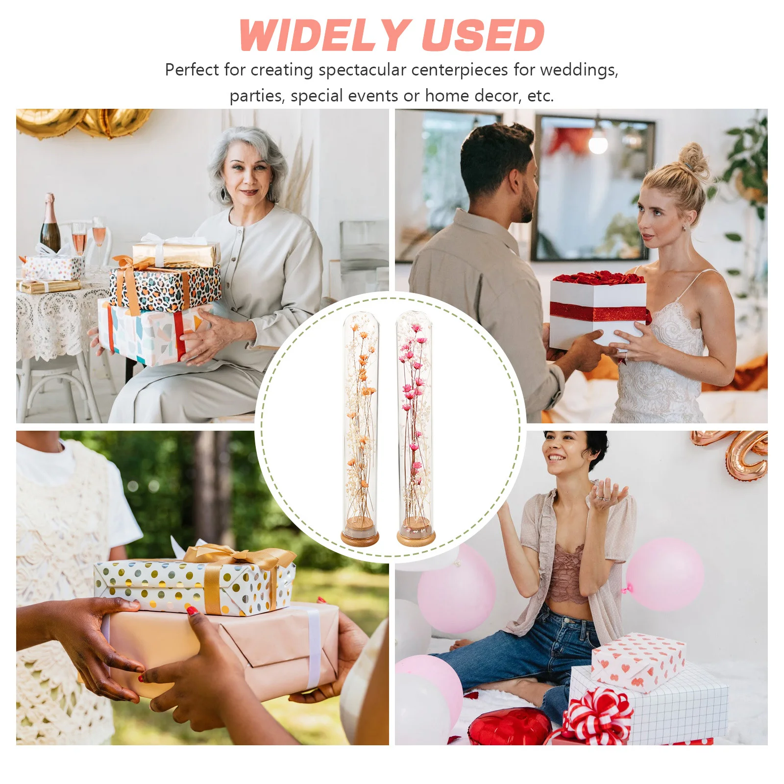 

2Pcs Dried Bouquet in Glass Jar Natural Preserved Flowers Home Decor Wedding Centerpieces DIY Gift Dry Flower in Glass Bottle