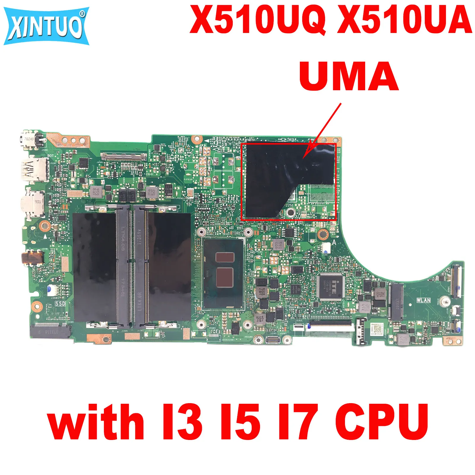 

X510UQ Mainboard for ASUS Vivobook X510 X510UN X510UA X510UNR X510UF F510U X510UR Laptop Motherboard with I3 I5 I7 CPU DDR4 Test