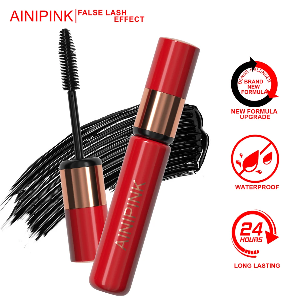Ainipink Waterproof Fiber Lash Mascara Black Long-Lasting Formula Thick Curly Eyelashes Ideal Gift for Women