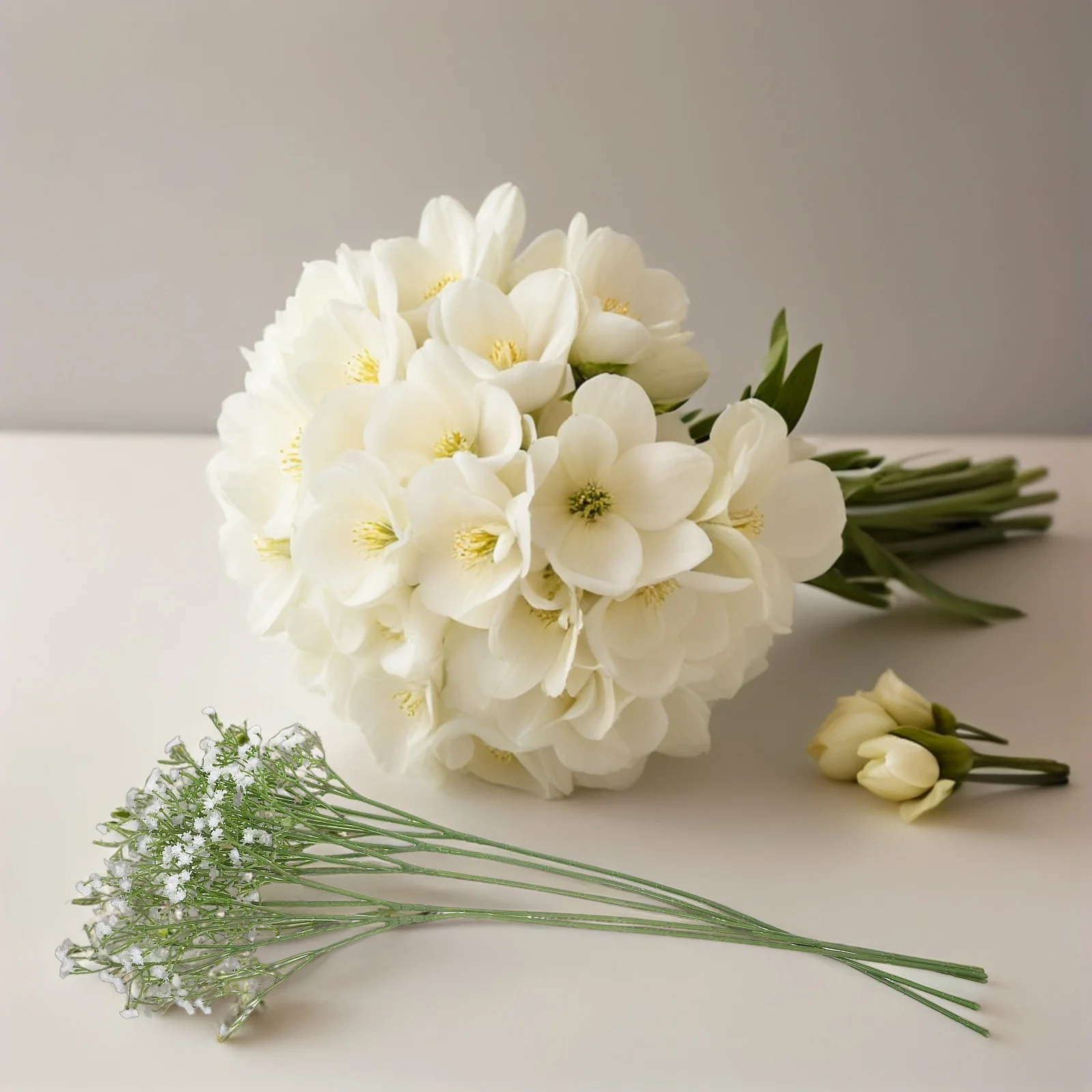 

5Pcs Artificial Gypsophila Baby Breath White Silk Flowers Faux Floral Bouquet Wedding Centerpiece Party Decoration Home Decor