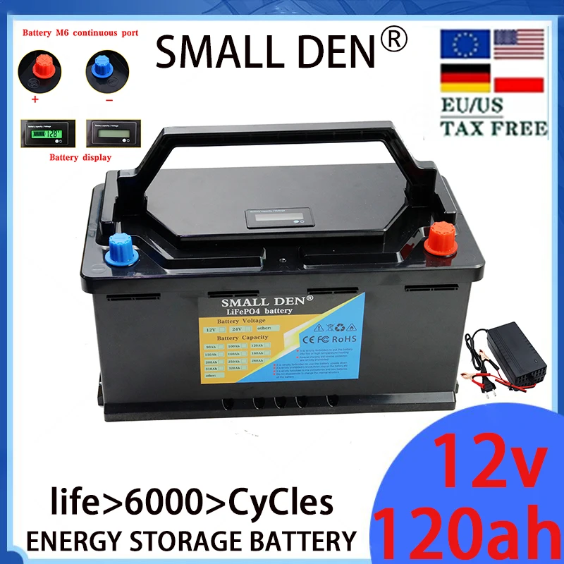 

12.8V 120Ah battery with up to 6000 deep cycles, used for electric motors, solar system battery packs, solar storage golf carts