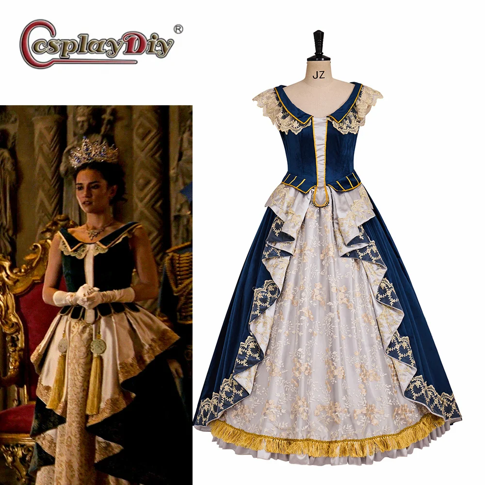 Alina Starkov Cosplay Costume Blue Ball Gown Grisha Alina Fancy Coronation Queen Dress Bone Retro Royal Medieval Dress