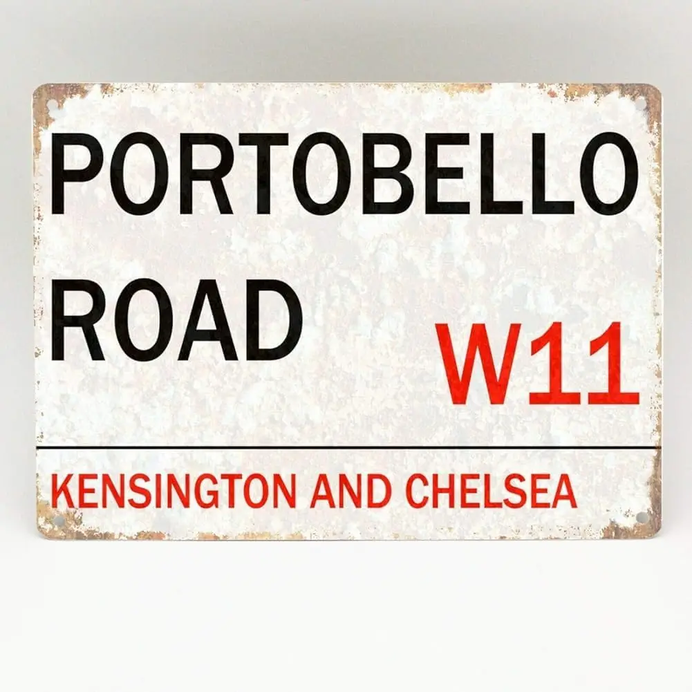 Letrero de Metal Vintage del Mercado de Portobello Road, Londres, Placa Decorativa para Puerta o Pared, TinSignEUa26406-aluminio