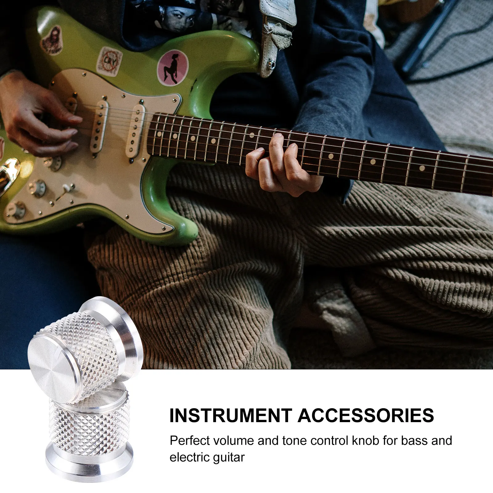 

2Pcs Volume Tone Control Knob Guitar Effect Knurled Metal Barrel For Electric Instrument Accessories Amplifier Speaker