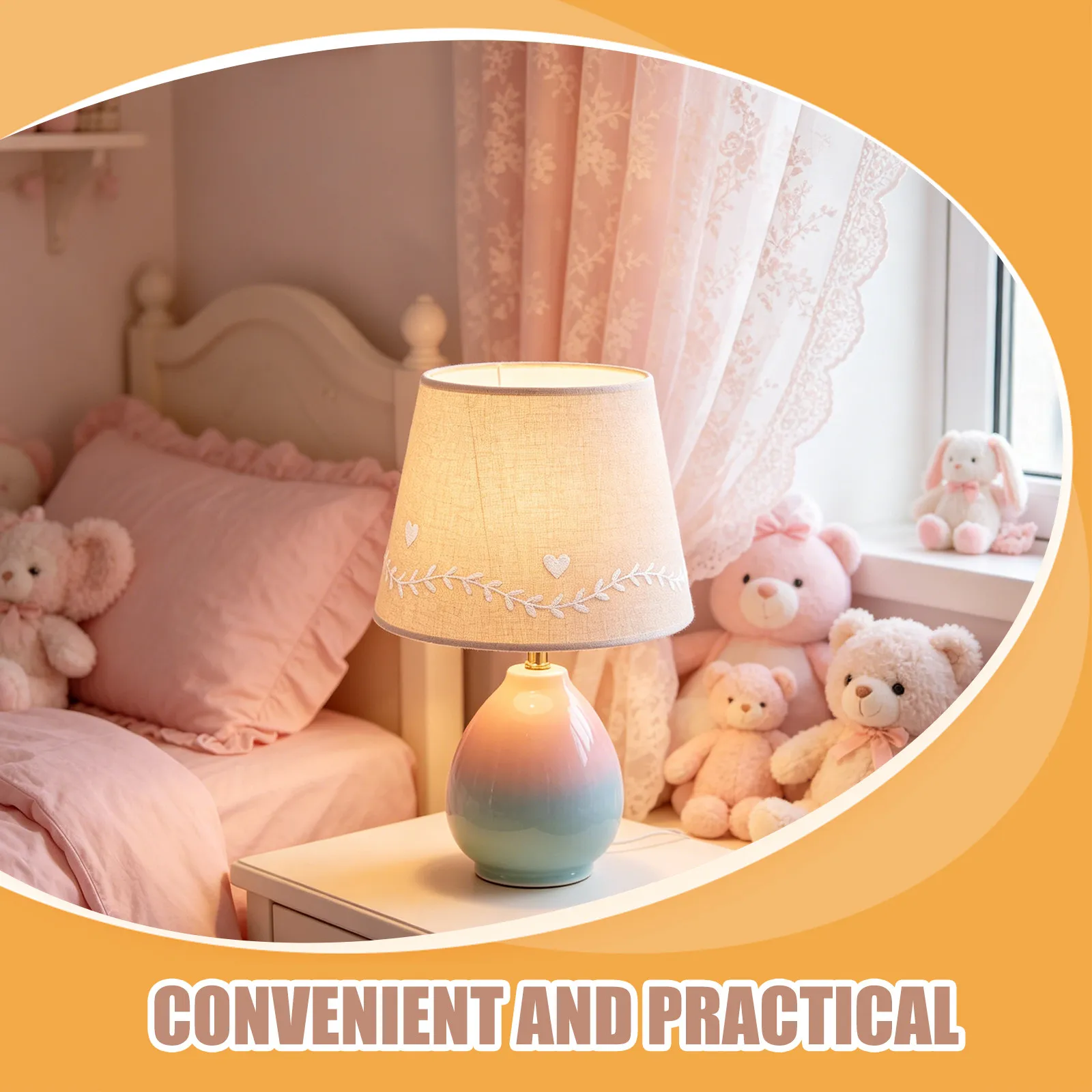 Linen Lampshade Drum Lamp Shade Vine Embroidery 6.5 High 8.7 Bottom 6.5 Top Table Lamp Cover Living Room Bedroom E27 E14