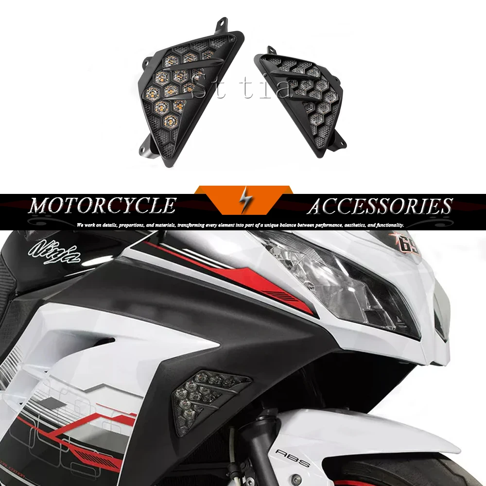 

Motorcycle Front LED Turn Signal Indicator Flasher Light For Kawasaki NINJA 650 650R NINJA 1000 1000SX Ninja 1000SX 2012-2024