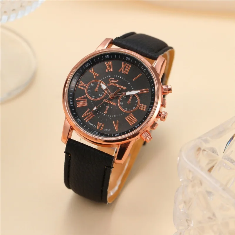 

PopulargenevaBelt Watch Double Layer Three Eyes and Six Needles Men's Leather Belt Watch Geneva Watch in Stock Wholesale