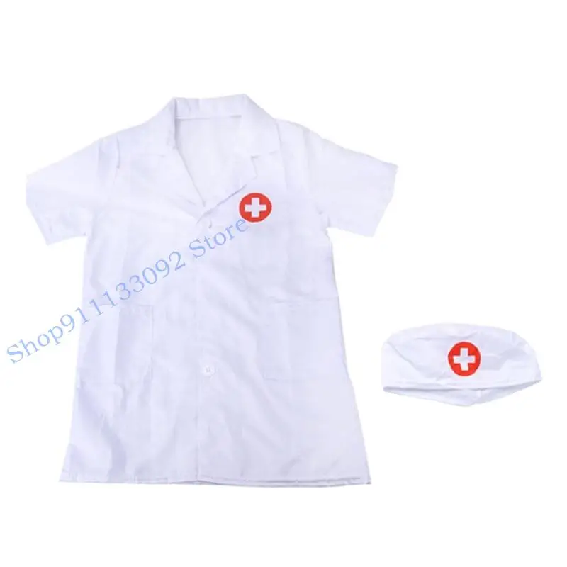 زي طبيب H9ED للأطفال والبنات والأولاد، مجموعة ملابس لعب دور الطبيب في الهالوين #3