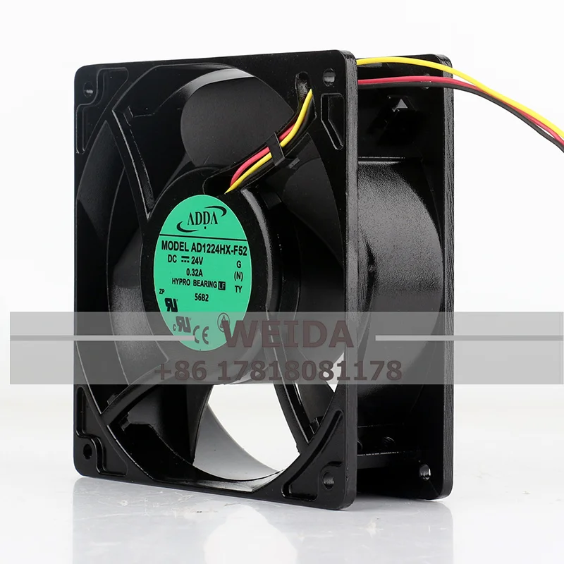 

AD1224HX-F52 CASE FAN ADDA DC24V 0.32A 12038 12cm waterproof cabinet cooling fan 120*120*38MM