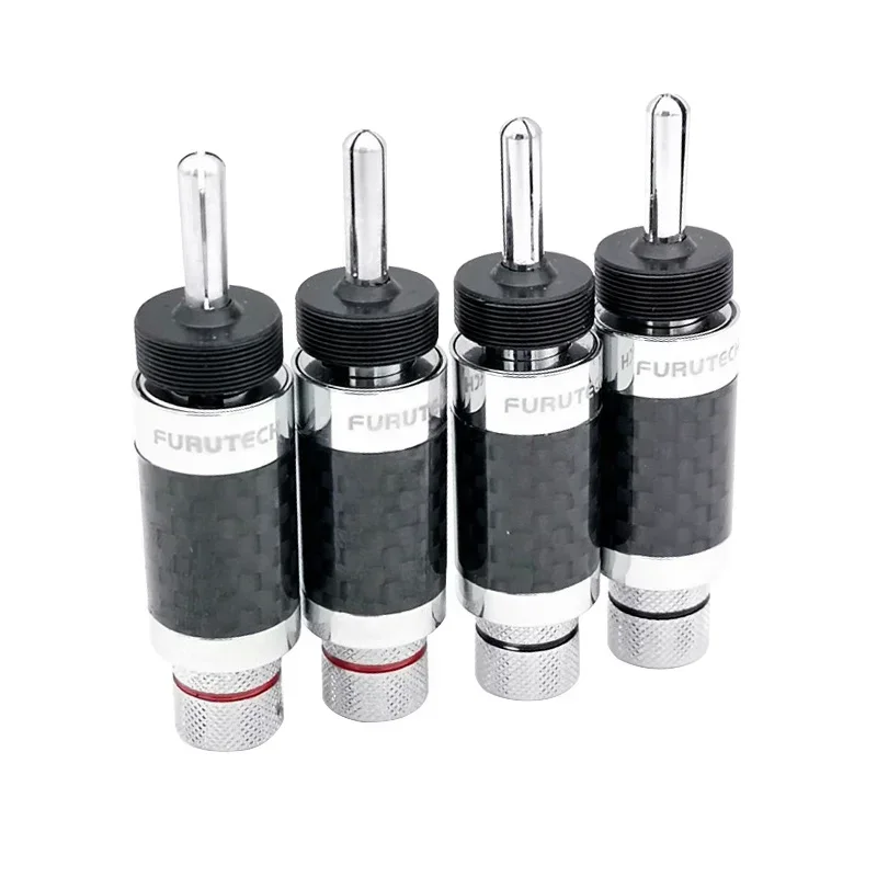 Furutech-バナナコネクタ,溶接なし,カーボンファイバー,hifiオーディオアダプター,スピーカーケーブル,7mm, 4個