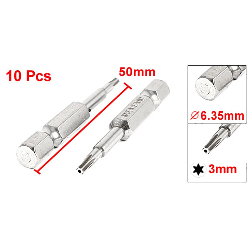 10pcs 50mm Long Magnetic Torx Screwdriver Bits 1/4" Hex Shank  T8 T10 T20 T30 PH1 PH2 Phillips Screwdriver Nutdrivers Drill Bits
