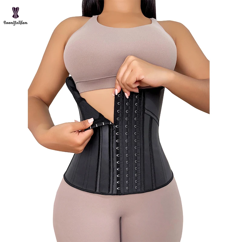 

2023 New Plus Size High Compression Belt 21 Steel Bone Underbust Corset Bright Glossy Latex Waist Trainer For Weight Loss