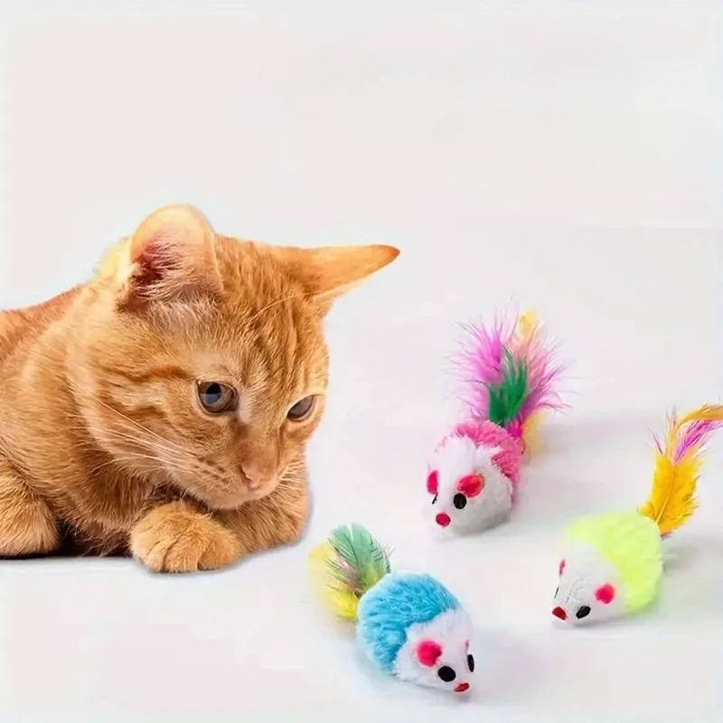 5/10/20PCS Cat Mouse Toys Rattle Mouse Cat Funny Toy Assorted Interactive Cat Toys for Indoor Kitten Cats Catch Play Mouse Toy