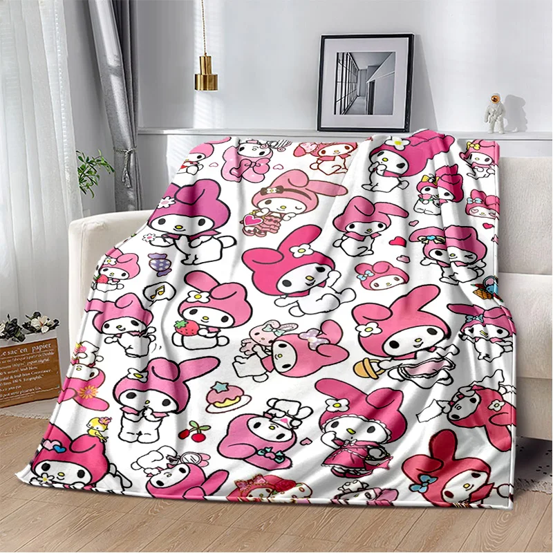 29 Style Cartoon Melody Melo Kawaii Sanrio Soft Flannel Blanket for Bed Bedroom Sofa Picnic,Throw Blanket for Outdoors Kids Girl