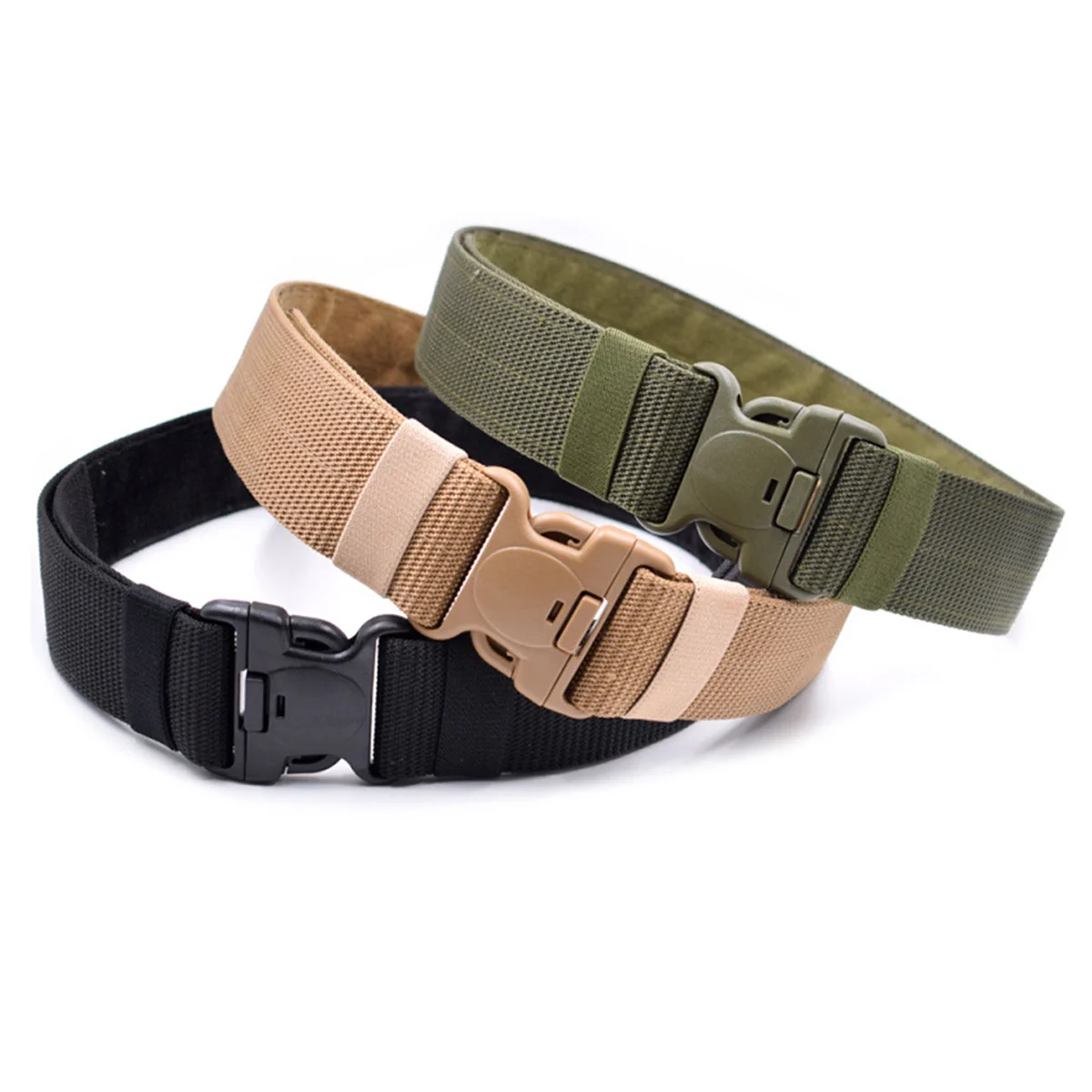 

Multifunctional Belt 120X5.5X0.3Cm Khaki Adjustable Outdoor Waistband Quick Release Buckle Utility Strap For Tactical