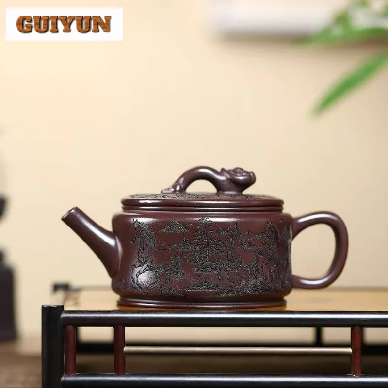 

300 мл Бутик Исин Фиолетовые Глиняные Чайники Ручной Работы Большой Калибр Горшок Сырой Руды Фиолетовый Грязевой Чайник С Фильтром Чайный Набор Цзыша Ремесло