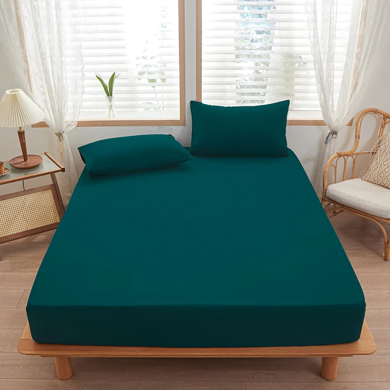 1 stuk effen laken voor slaapkamer 100% polyester elastische band rond beddengoed hoeslaken alleen (exclusief kussenslopen)