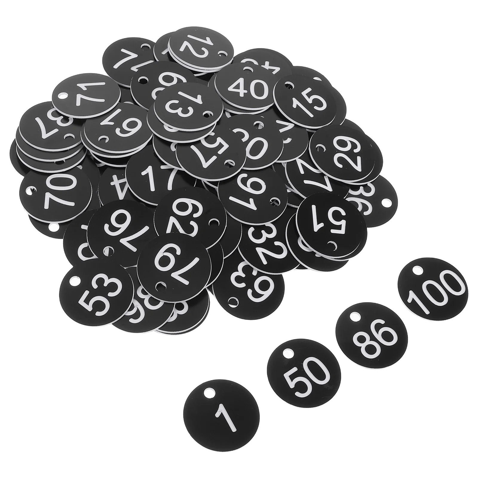 100 etiquetas de número de plástico dos pces etiquetas redondas para chaveiros de mesa visibilidade clara design reutilizável uso versátil eficiente