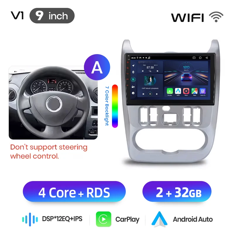 Junsun Android Auto autoradio voor Renault Logan 1 Sandero 2009 2010 2011-2013 Multimedia draadloze CarPlay SWC GPS navigatie RDS DSP