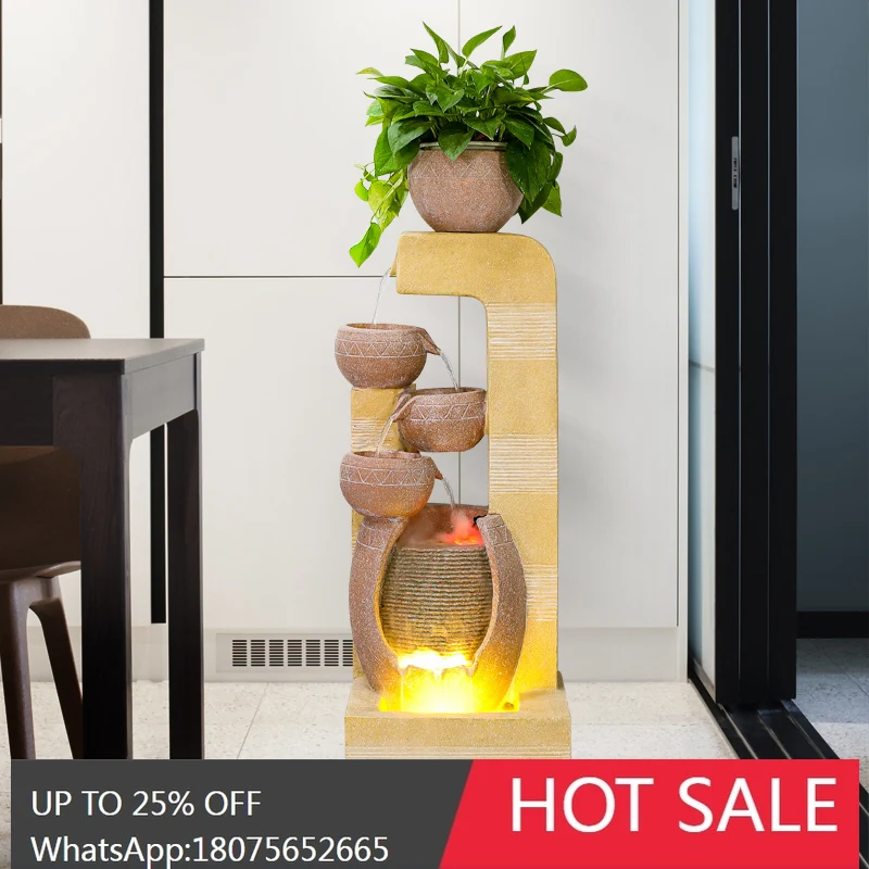 LYY Indoor fish pond fountain running water wooden pile humidification ornament circulating water garden lucky water landscape