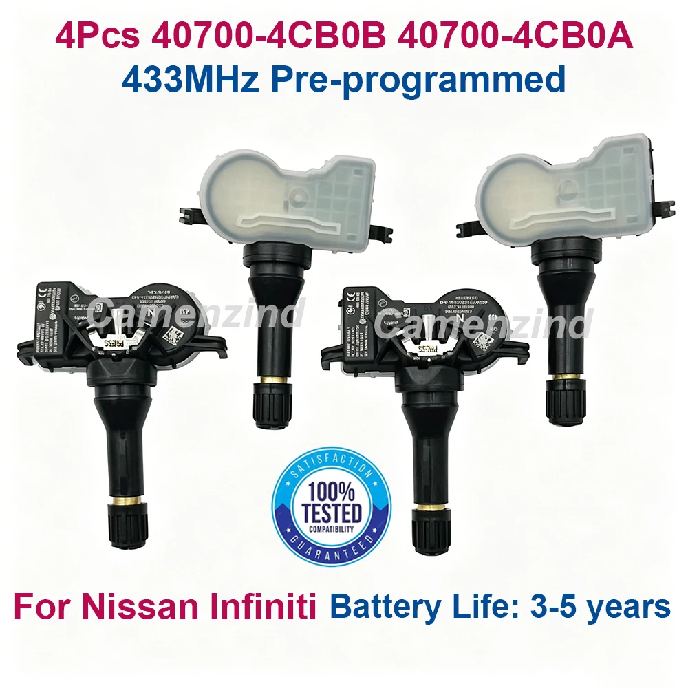 4 Sensores de Presión de Neumáticos 433MHZ 407004CB0B 407004CB0A 40700-4CB0B 40700-4CB0A para Renault KADJAR Twingo Nissan X-Trail
