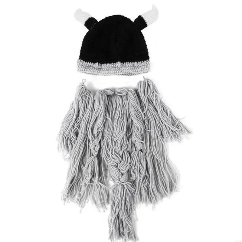 

Funny Viking Beard Beanie Horn Hat Exquisite Halloween Party Cosplay Accessories