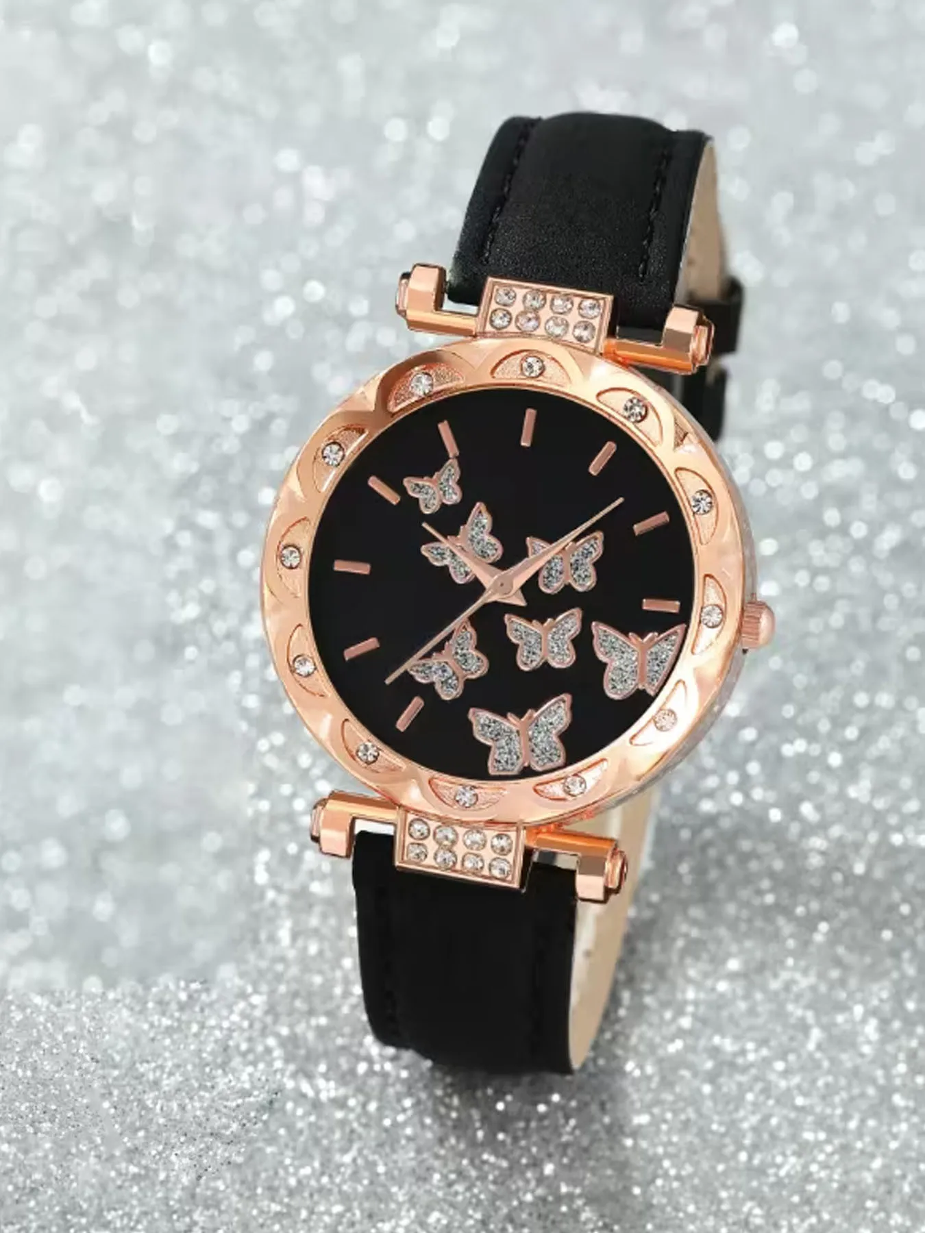 Fashionable, personalized, minimalist wristwatch with butterfly-shaped digital leather band watch