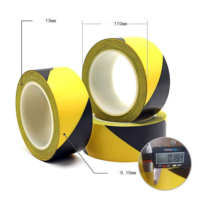 KOOJN PVC Black and Yellow Zebra Wear-resistant Floor Tape Traffic Warning Building Signs 33 Meter Identification Tape Hose