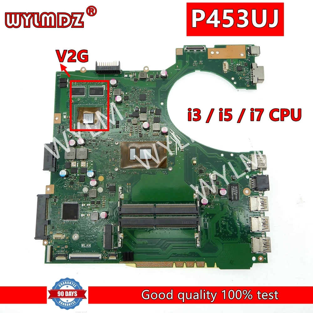 

P453UJ With i3 / i5 / i7 CPU V2G GPU Mainboard REV2.1 For Asus P453UA P453U P453UJ Laptop Motherboard 100% Tested Working