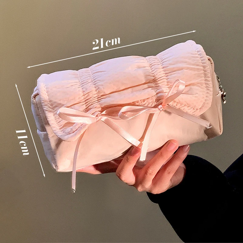 1Pcs Creative Korea Style Bow Pencil Case Large Capacity Multi-Layer Storage Drawstring Pencil Bags Office Supplies Storage Bag