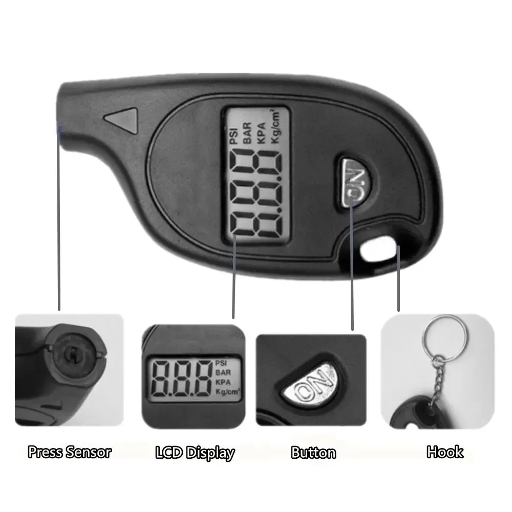 Car Tire Air Pressure Tester Meter Tire Gauge Digital LCD Display Auto Car Motorcycle Tire Safety Alarm