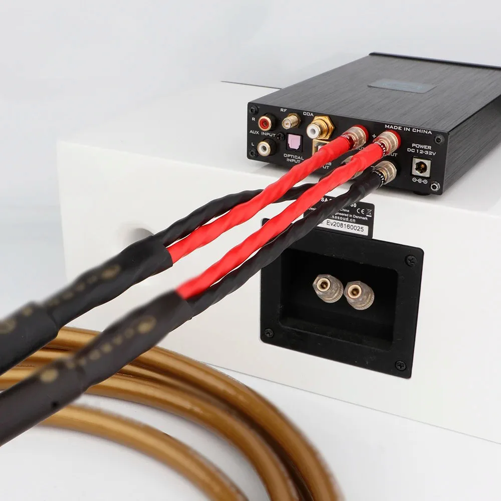 Paar Hexlink Luidsprekerkabel Golden Five 5-C 8Core OCC Koper Vergulde Banaan Naar Spade Plug Audio Luidsprekerkabel