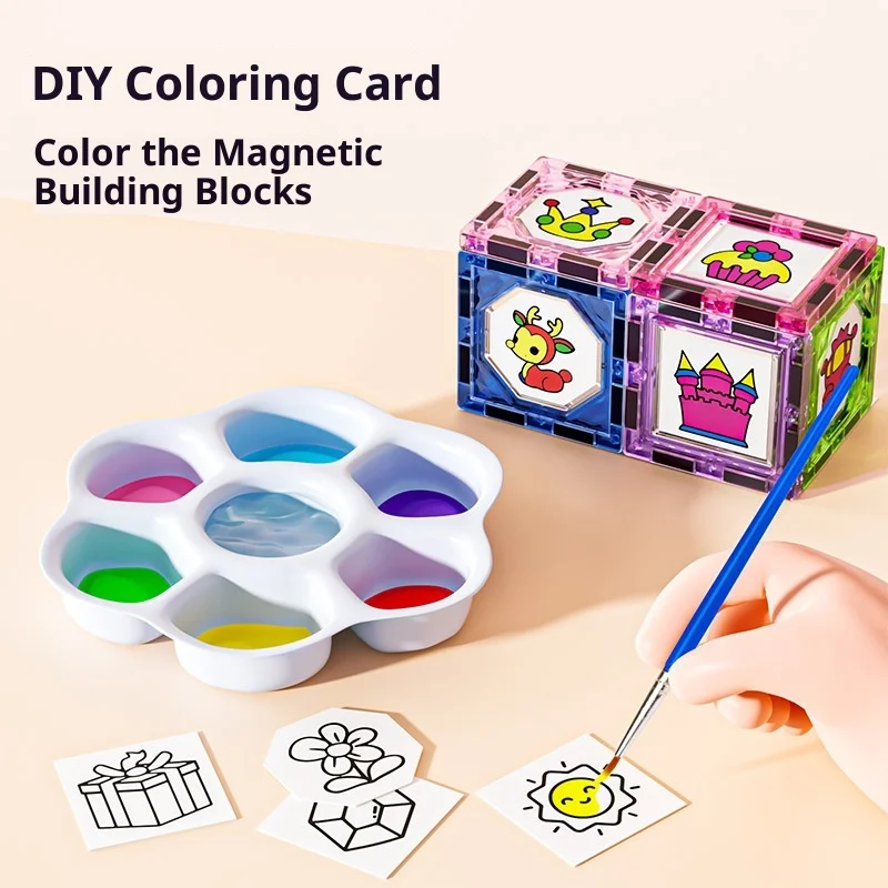 مجموعة بناء جذعية جديدة منقوشة لبنات البناء المغناطيسية للأطفال من سن 3 إلى 8 سنوات، ألعاب مونتيسوري البلاستيكية الآمنة للتعلم المبكر #3