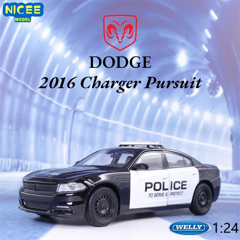 

WELLY 1:24 2016 Dodge Charger Pursuit High Simulation Diecast Car Metal Alloy Model Car Children's toys collection gifts B110