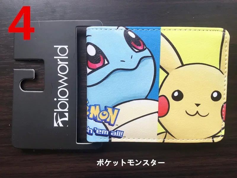 Cartera de la serie Kawaii Pikachus, de cuero sintético, con clip para billetes, diseño de dibujos animados, monedero, tarjetero, para hombres y mujeres, cartera corta, regalo de cumpleaños.