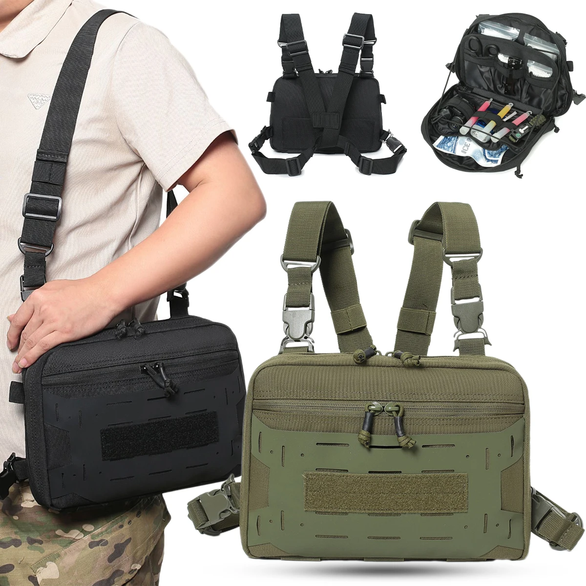 

Tactical Chest Bag Outdoor Hunting Tool Bag Multi-Function Chest Hiking Cycling Fishing Pack Vest Expansion Molle Shoulder Bag