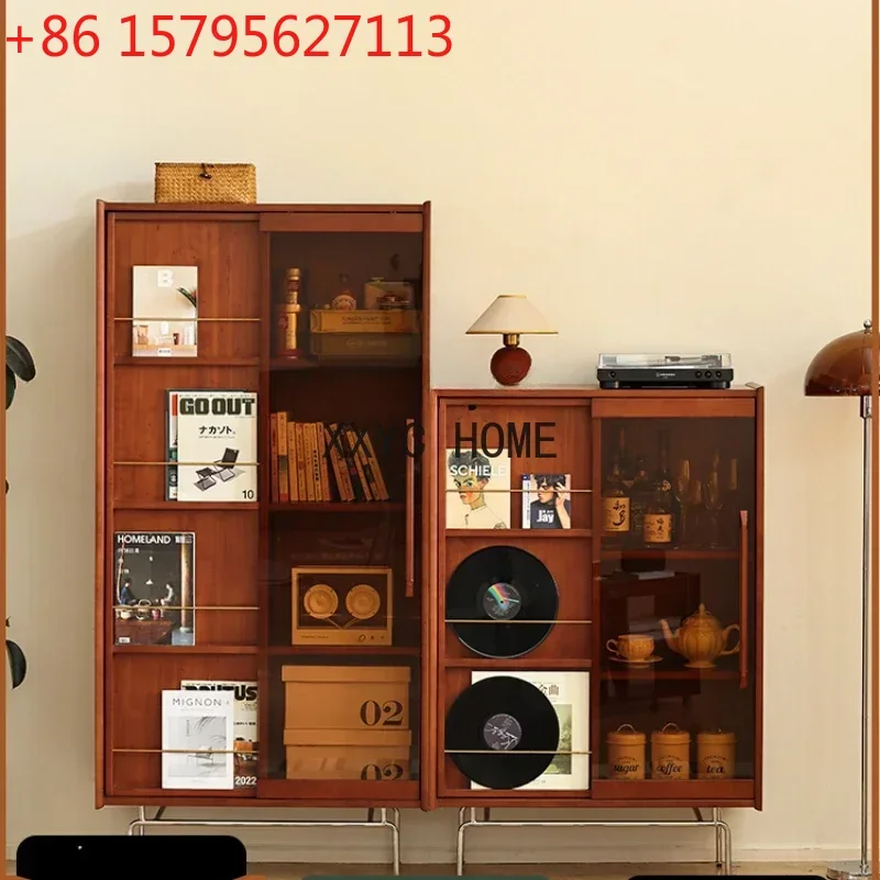 

Скандинавский книжный шкаф из массива дерева с прозрачными дверцами, витрина для дома, стеллаж для книг, тумба для журналов в кабинет