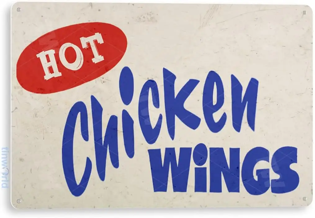 TIN SIGN Hot Chicken Wings Sign Fresh Market Fair Grounds Carnival Food Truck Metal Sign Decor C629