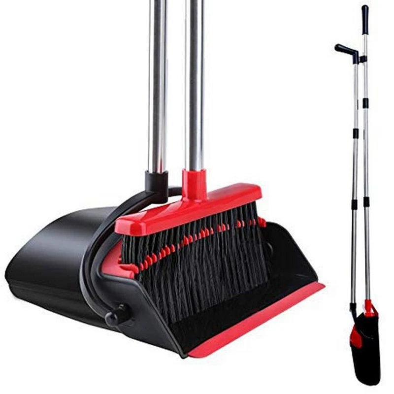 

Broom And Dustpan Set Self-Cleaning With Dustpan Teeth Indoor&Outdoor Sweeping For Pets Home Garbage Dust Durable