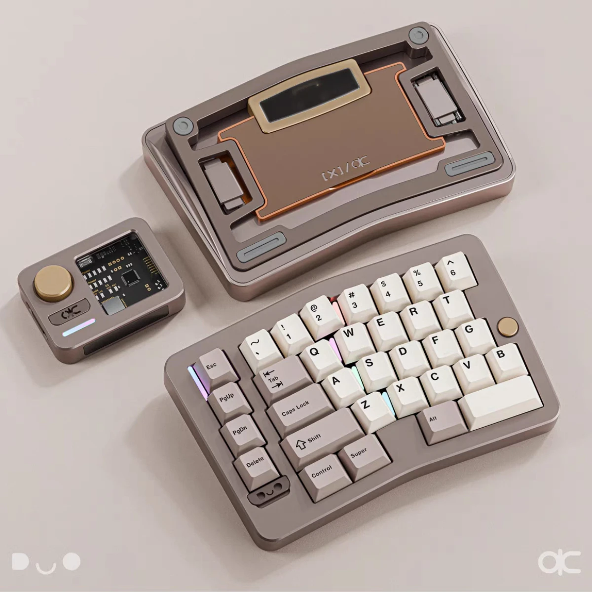 

QK Alice Duo Split Keyboard Kit Plam Rest Custom Dual Mode 2.4G Mechanical Keyboard Kit Anode Aluminum Ergonomics Teclado Gamer