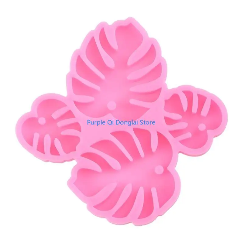 L21E DIY Valentine's Day Theme Love Earrings Monstera Leaves Ear Studs Epoxy Mold