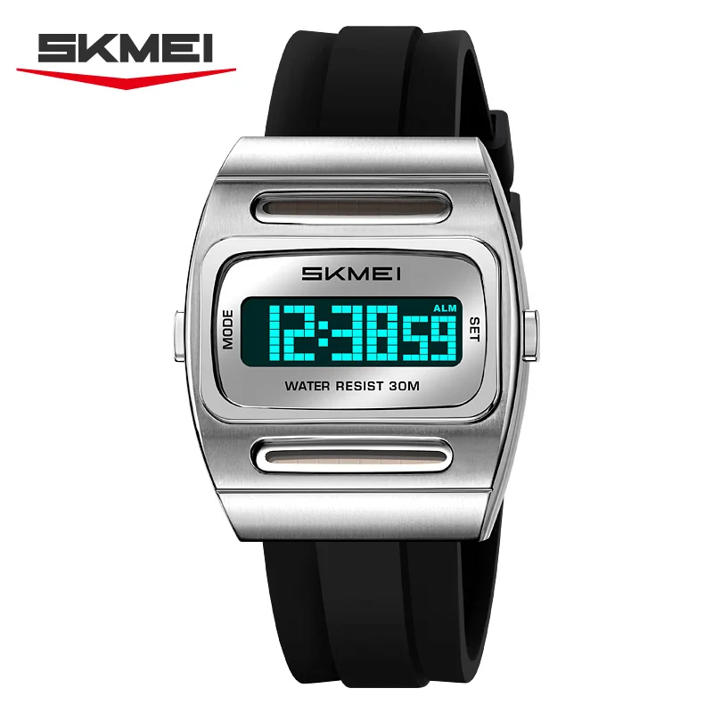 SKMEI 2563 Solar Power Casual Digital Sport's Watches Silicone Strap Led Waterproof Electronic Alarm Clock Gift Reloj Hombre