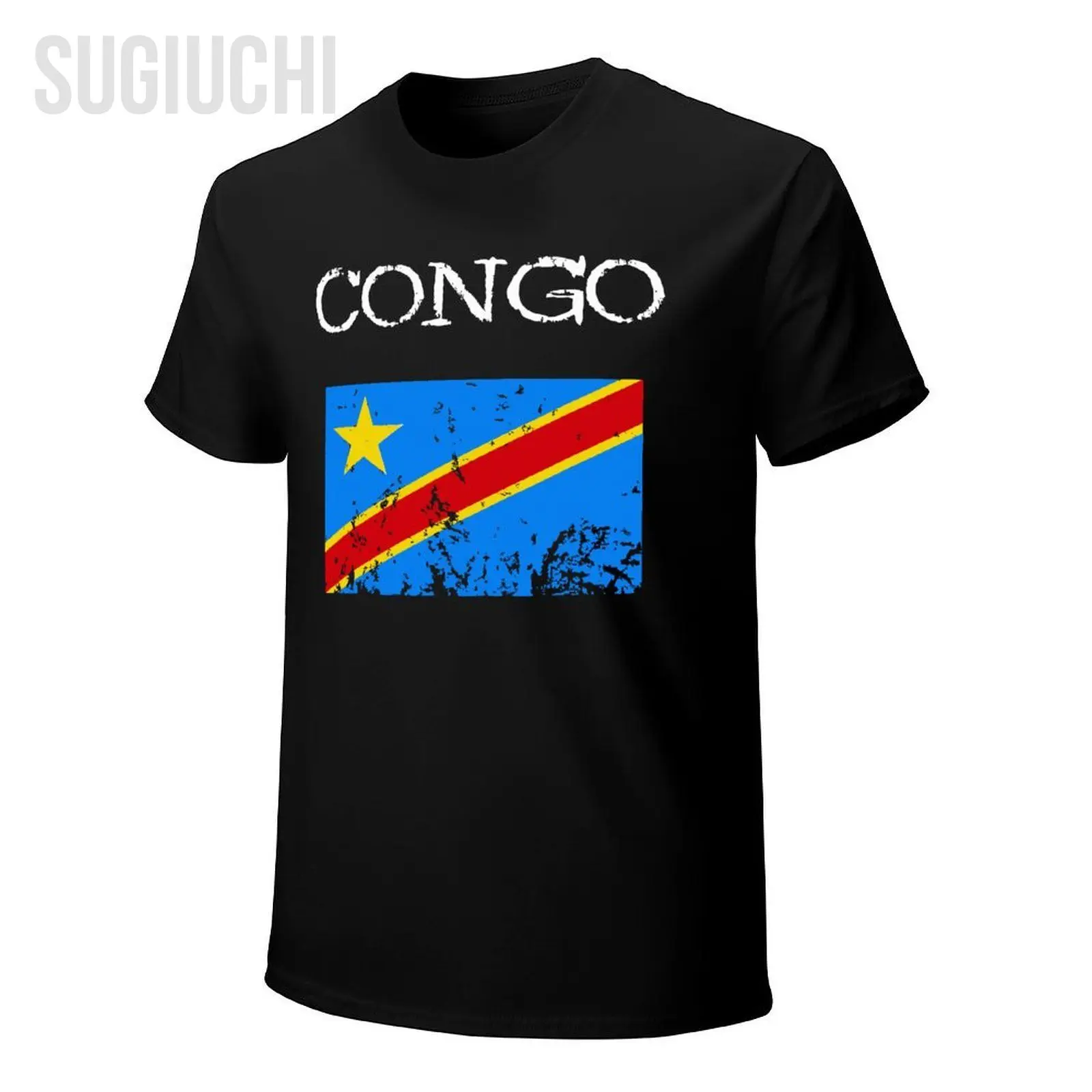 Men T-Shirt Congo Congolese Flag DRC Africa Democratic Republic Of Congo Tshirt Tees O-neck T Shirts Women Boys Cotton Unisex