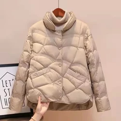 Ultra Light Down Jacket Women Winter Stand Collar Feather Puffer Coat 90% White Duck Down Parkas Solid Color Outerwear