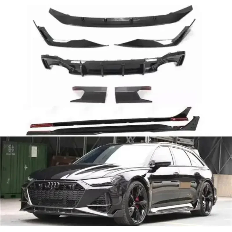 

For Audi C8 RS6 Avant 2019-2024 Real Dry Carbon Bumper Front Lip Rear Trunk Diffuser Spoiler Side Skirts Grill Grille Body kit