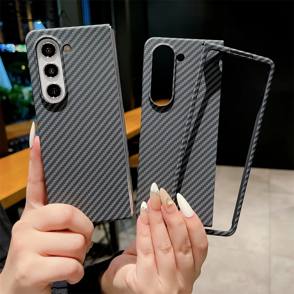 Carbon Fiber Texture Phone Case for Samsung Galaxy Z Fold 5 4 3 Fold3 Fold4 Fold5 Shockproof Cover Women Men Protector Cases