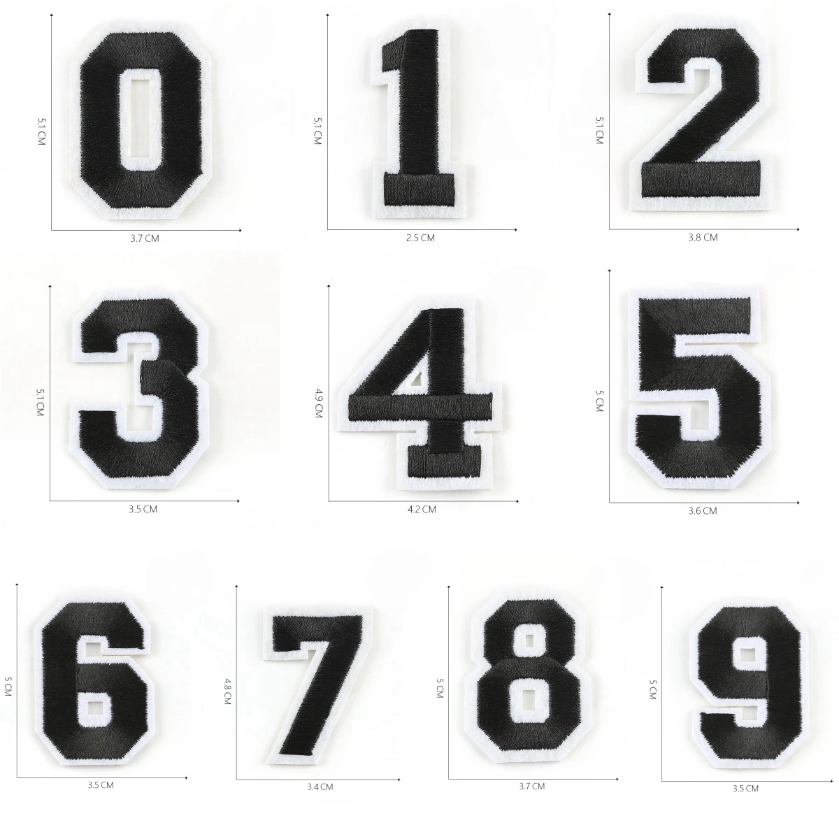 10 Stück/Set 5cm Bunte Nummern 0-9 Gestickte Aufnäher Zum Aufbügeln auf Stoff für DIY-Bastelarbeiten Handgemachtes Abzeichen Kleidung Nähzubehör – Detail 1
