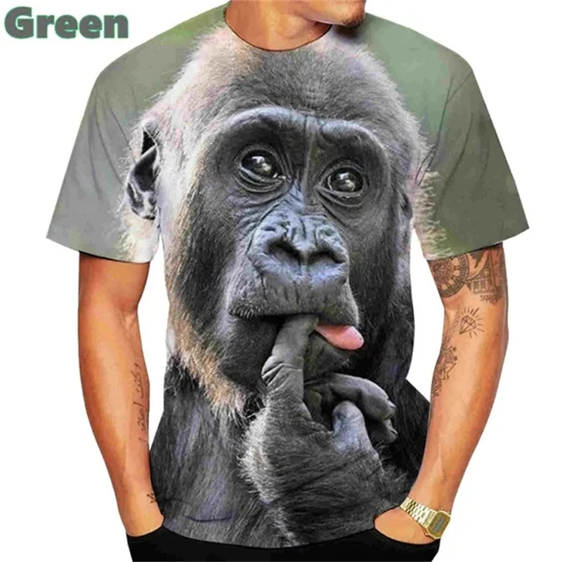 Animal T Shirt For Men 3D Printed Design Spoof Gorilla Funny Monkey Women T-Shirt Pout Monkey Children Short Sleeve Sweatshirt