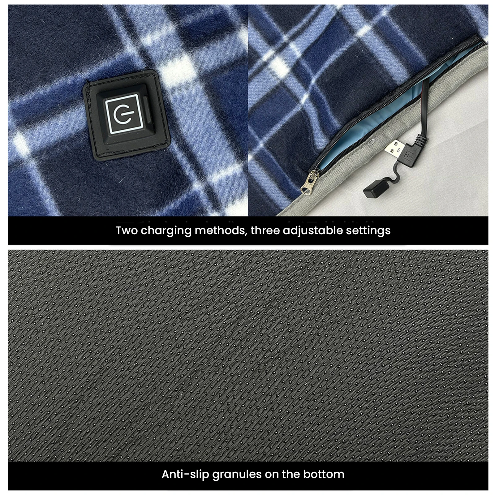 

Camping USB Heating Sleeping Mat with 5 Heating Zones Camping Heating Sleeping Pad 3 Adjustable Temperature for Hiking Travel